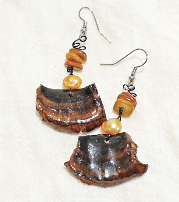 Aretes hongo roble naranja