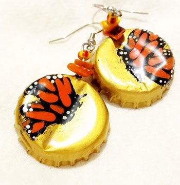 Aretes corcholata vuelo monarca