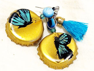 Aretes vuelo azulado